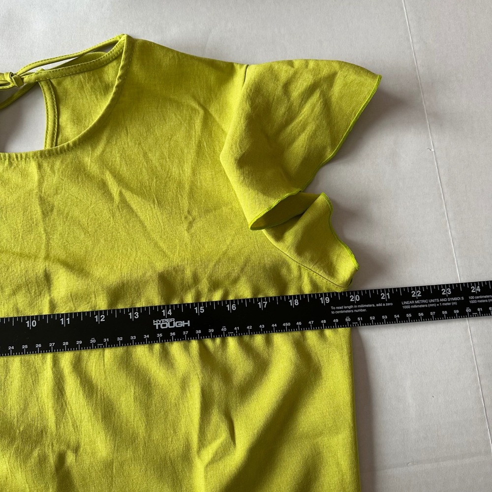 La Perla Lime Green Ruffle Flutter Sleeve Mini Shift Dress Size 38 IT 2 US - Picture 4 of 6